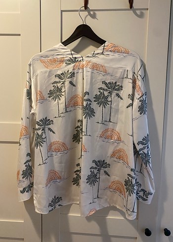 Twist palmiyeli saten gömlek - Görsel 4