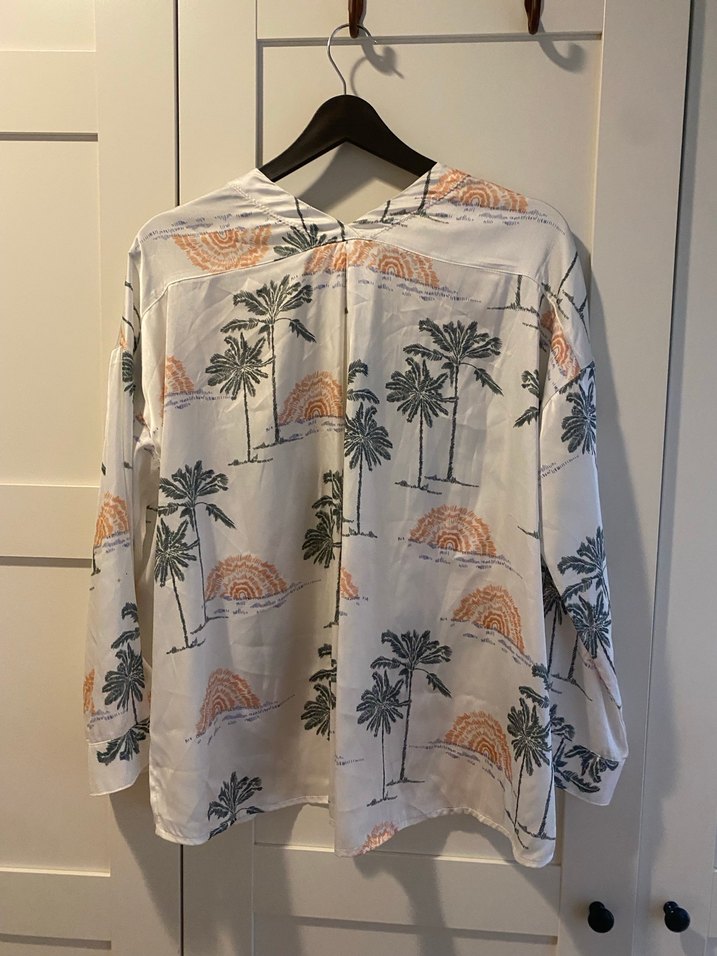 Twist palmiyeli saten gömlek - Görsel 4