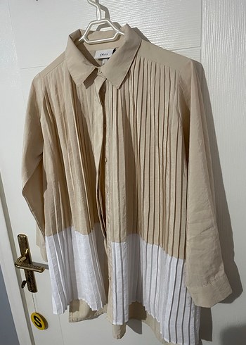 Önü Pliseli Kadın Keten Gömlek - Görsel 2