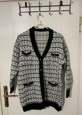 Desenli Midi Triko Kadın Hırka - Görsel 2