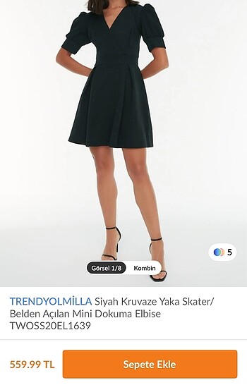 40 Beden siyah Renk Siyah Kruvaze Yaka Elbise