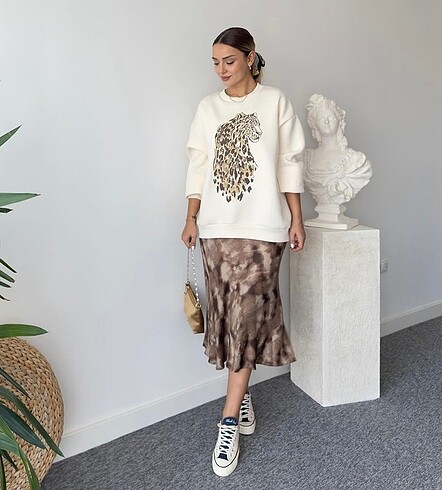 Naji leopar baskılı Sweatshirt