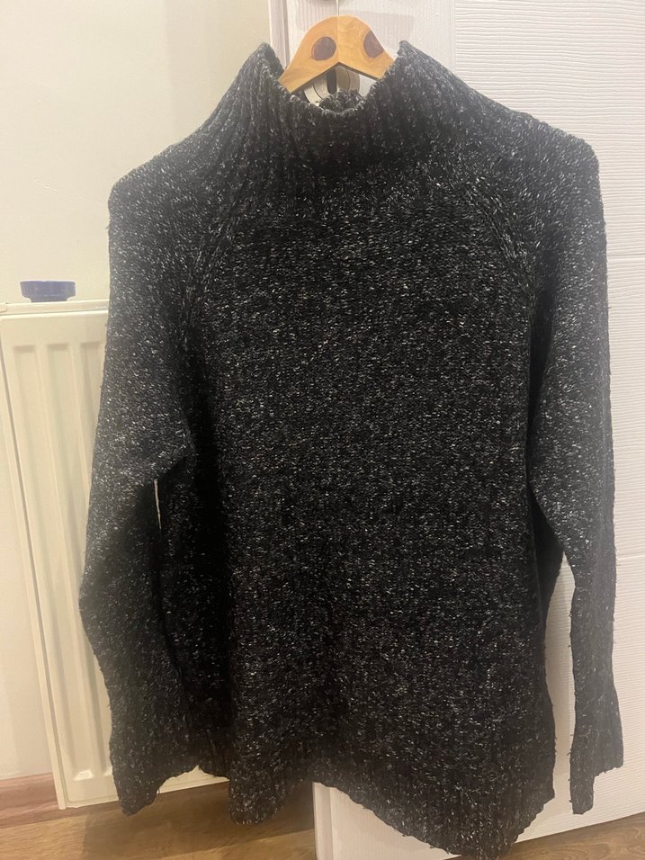 Gri Kadın Boğazlı Örgü Yün Kazak - Görsel 2