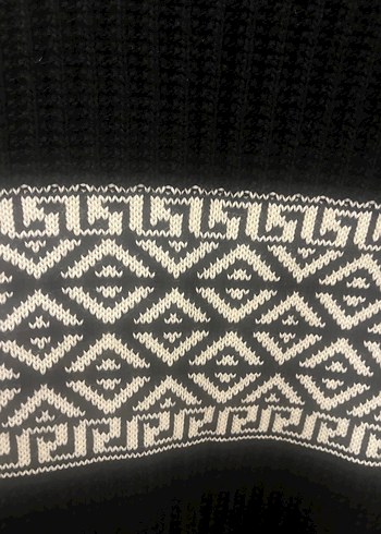 Siyah Desenli Örgü Kadın Kazak - Görsel 4