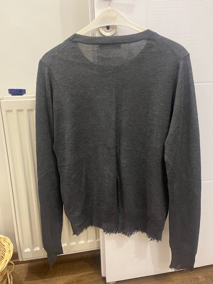 Gri Kadın Örgü Triko Kazak - Görsel 2