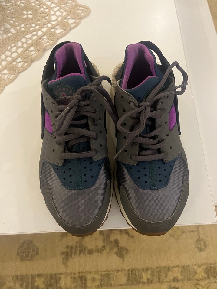 Nike Air Kadın Gri Mor Bağcıklı Platform Spor Ayakkabı - Görsel 2