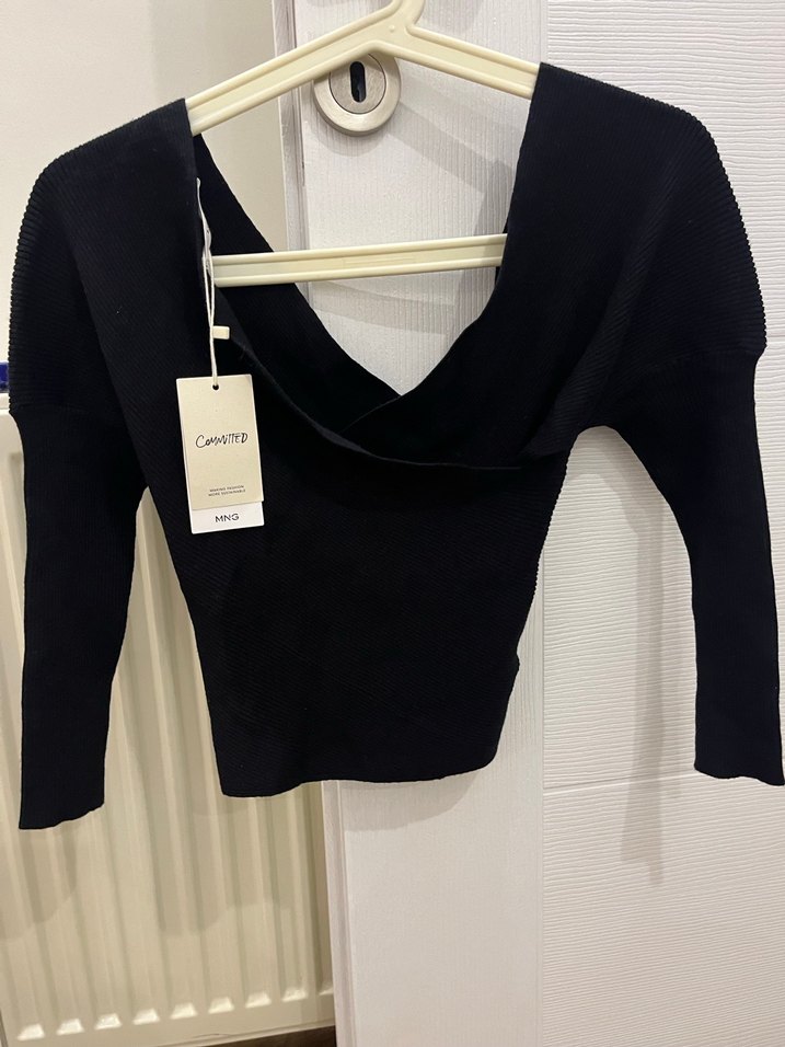 Kadın Siyah V Yaka İnce Triko Kazak - Görsel 2