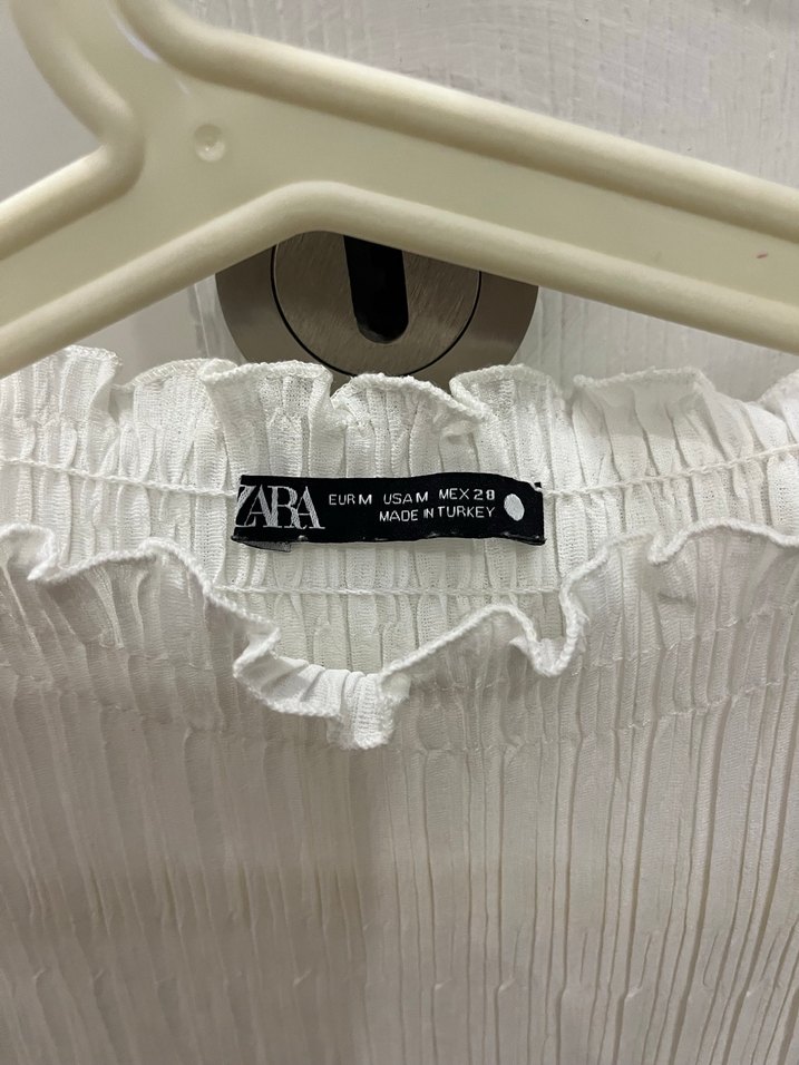 Zara Beyaz Kolsuz Pilili bluz - Görsel 2