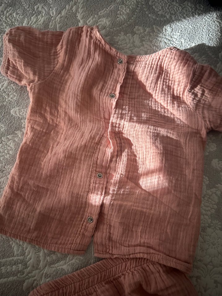 Pembe Bebek Kısa Kollu Fırfırlı Takım - Görsel 2