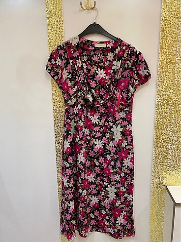 Polyester midi boy Cicekli elbise
