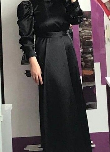 siyah saten elbise 