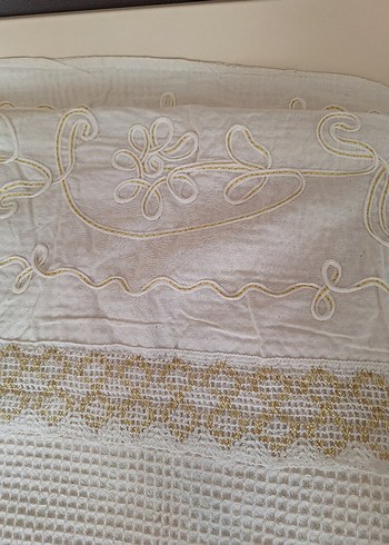 otantik işlemeli Gri Nakışlı Beyaz Yatak Örtüsü,pike takimi - Görsel 4