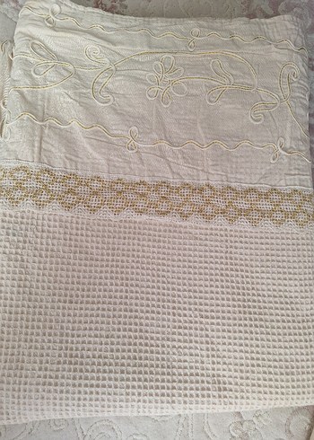 otantik işlemeli Gri Nakışlı Beyaz Yatak Örtüsü,pike takimi - Görsel 6
