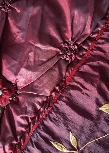 Bordo Nakışlı Yatak Örtüsü Seti - Görsel 5