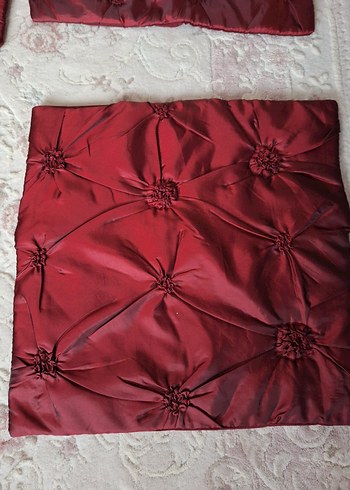 Bordo Nakışlı Yatak Örtüsü Seti - Görsel 7