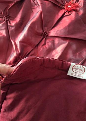 Bordo Nakışlı Yatak Örtüsü Seti - Görsel 9