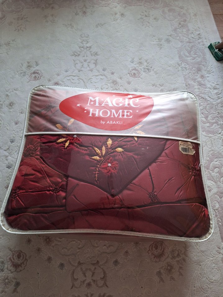 Bordo Nakışlı Yatak Örtüsü Seti - Görsel 2