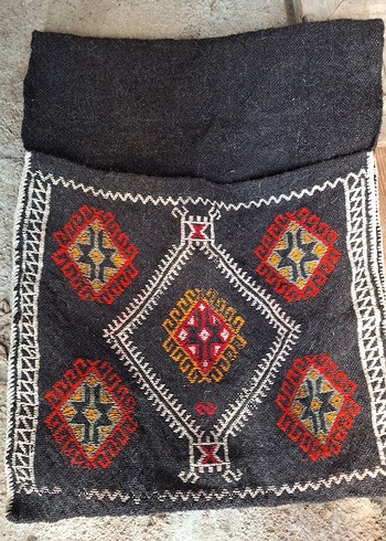 Antika tezgahta dokunmuş motifli kıl heybe - Görsel 4