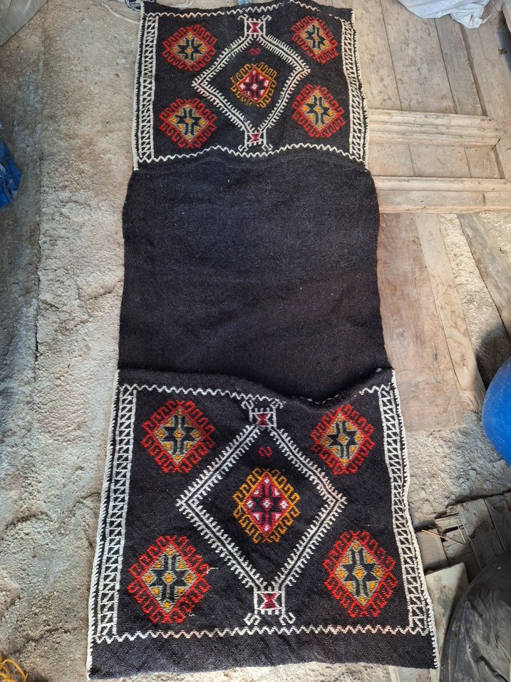 Antika tezgahta dokunmuş motifli kıl heybe - Görsel 5