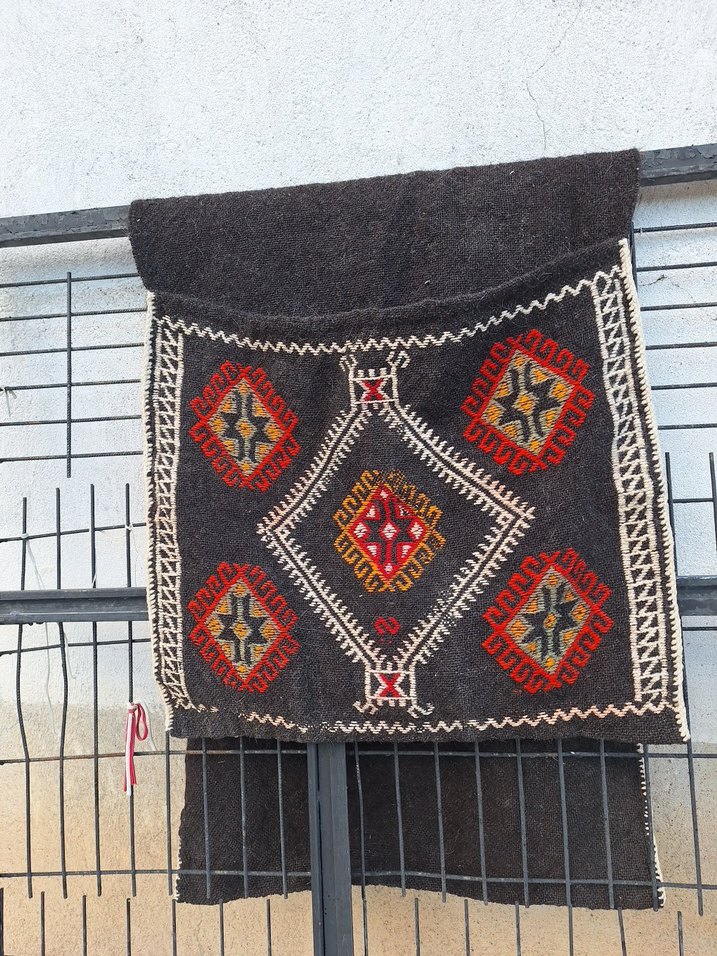 Antika tezgahta dokunmuş motifli kıl heybe - Görsel 3