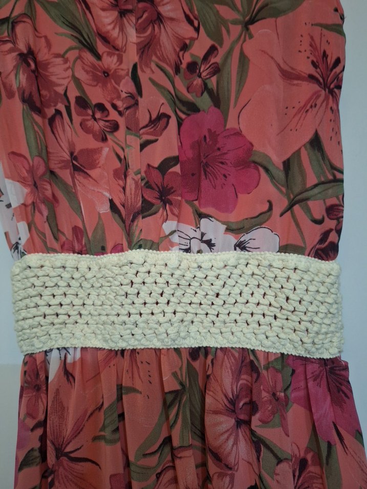 Pembe Bohem Uzun Kolsuz Elbise - Görsel 4