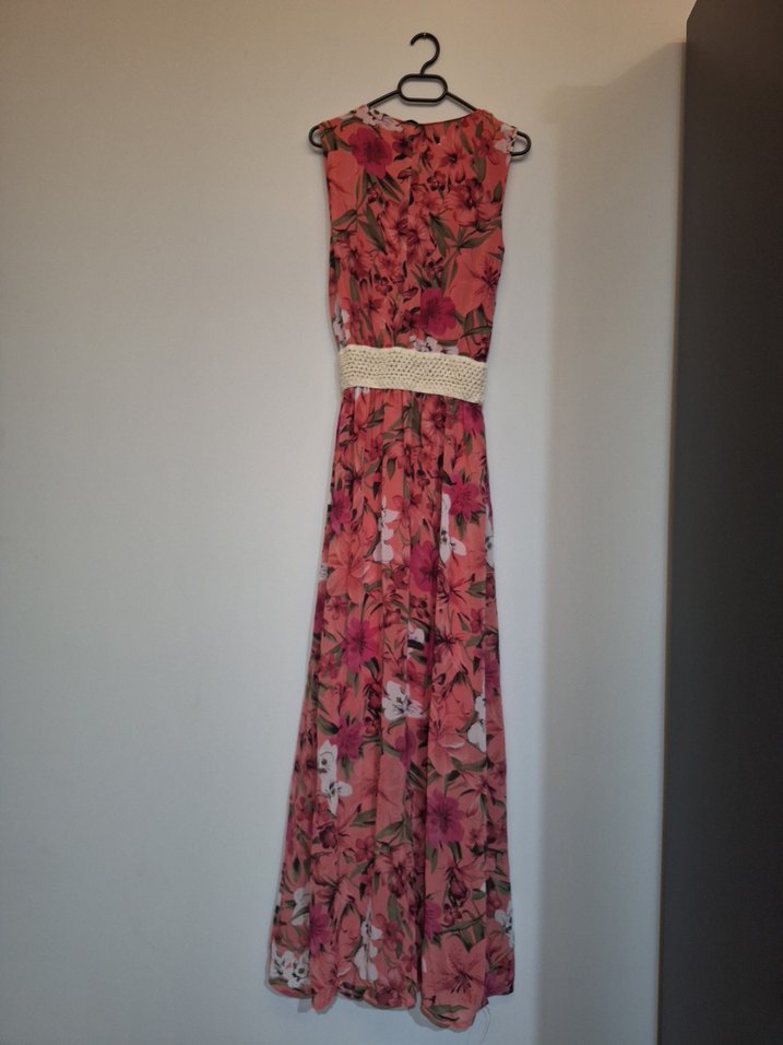 Pembe Bohem Uzun Kolsuz Elbise - Görsel 2