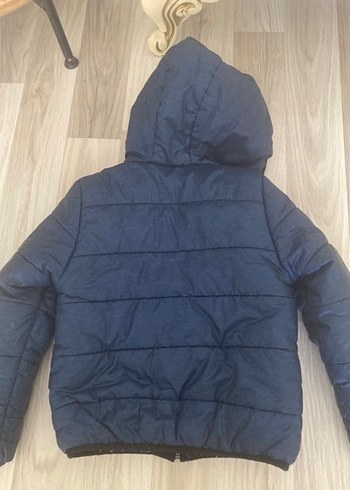 Erkek Çocuk Kapüşonlu Fermuarlı Mavi Mont - Görsel 3