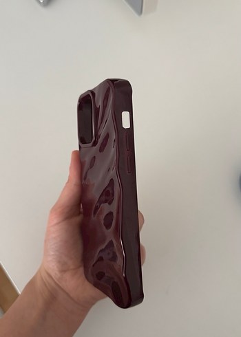 İphone 12 Bordo Parlak Dalgalı Telefon Kılıfı - Görsel 2