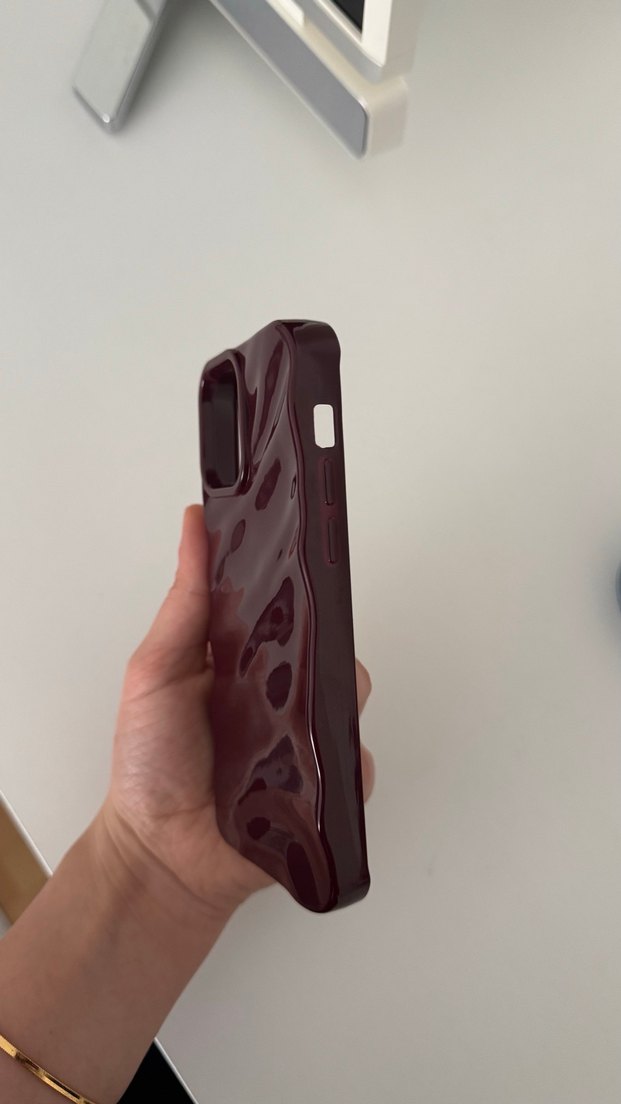 İphone 12 Bordo Parlak Dalgalı Telefon Kılıfı - Görsel 2