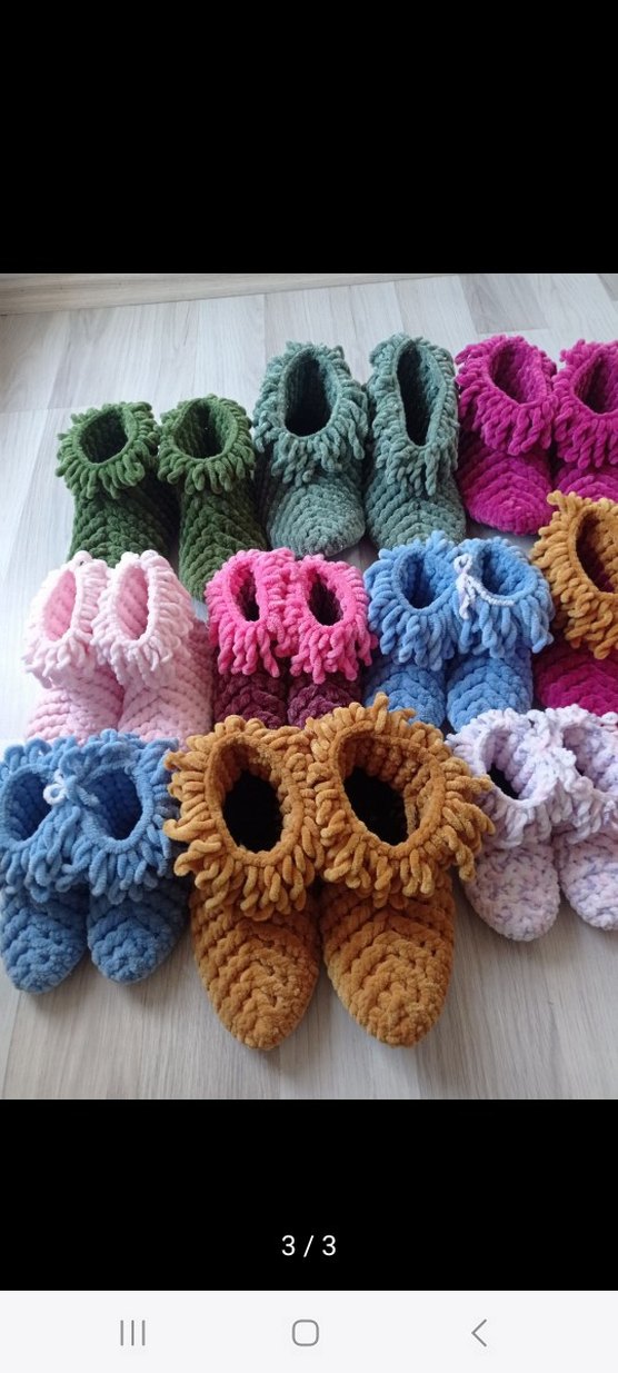 Renkli Örgü Yetişkin ve Kız Çocuk Ev Pandufları - Görsel 3