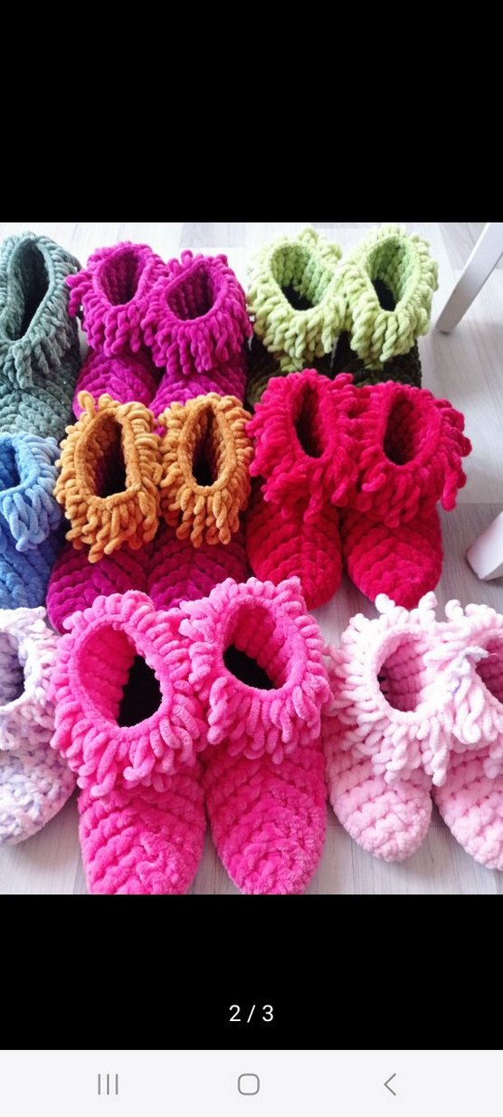 Renkli Örgü Yetişkin ve Kız Çocuk Ev Pandufları - Görsel 2