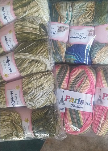 3 paket 15 yumak 1435 gram örgü ipleri