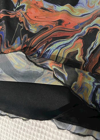 s Beden Kadın Çok Renkli Midi Batik Desenli Etek