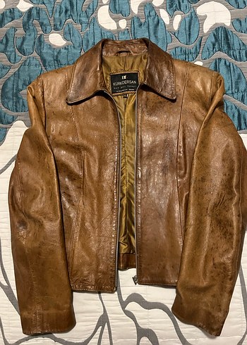 Kahverengi Vintage Deri Ceket - Görsel 4