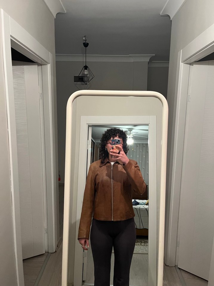 Kahverengi Vintage Deri Ceket - Görsel 3