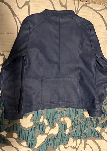 Vintage Mavi Deri Ceket - Görsel 6