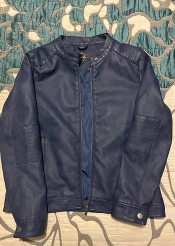 Vintage Mavi Deri Ceket - Görsel 4
