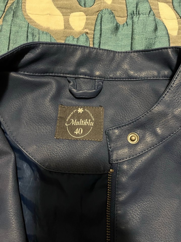 Vintage Mavi Deri Ceket - Görsel 5