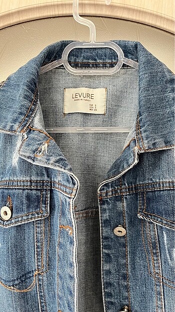 s Beden Mavi kot etek uçu püsküllü crop denim ceket