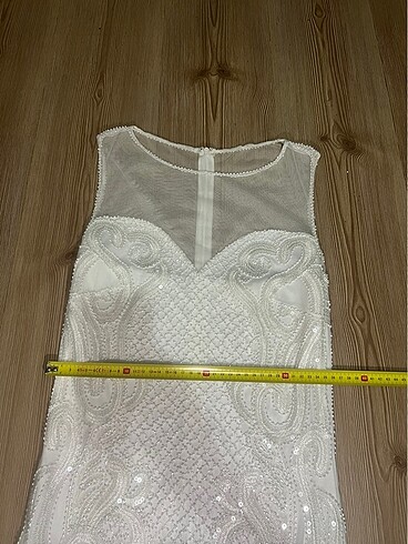 Abiye beyaz taşlı elbise - Görsel 2