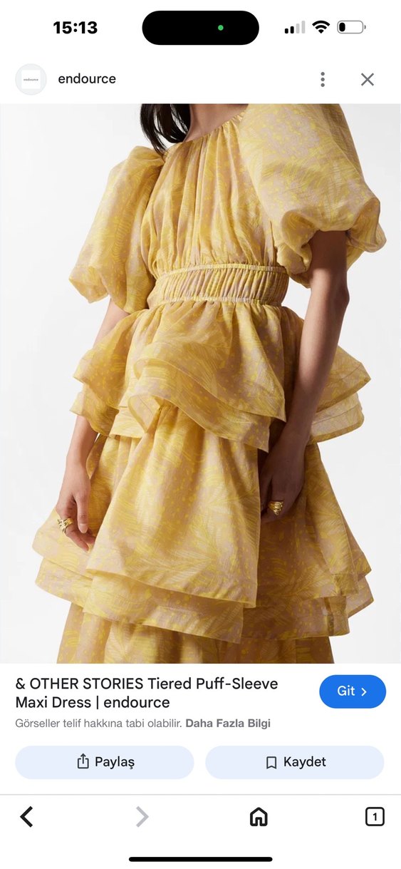 Sarı Vintage Bohem Uzun Elbise - Görsel 3