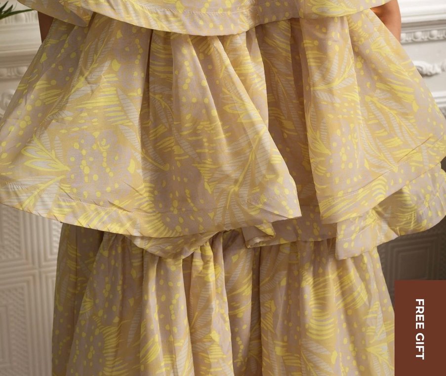 Sarı Vintage Bohem Uzun Elbise - Görsel 2