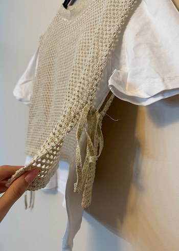 Bohem Gri Örgü Kadın Süveter - Görsel 4