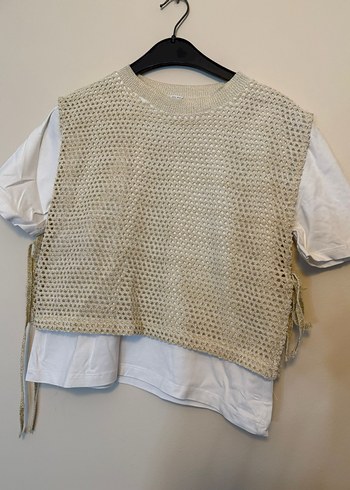 Bohem Gri Örgü Kadın Süveter - Görsel 2