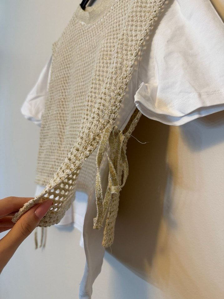 Bohem Gri Örgü Kadın Süveter - Görsel 4