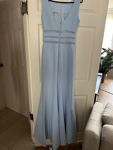 mavi uzun elbise abiye - Görsel 2
