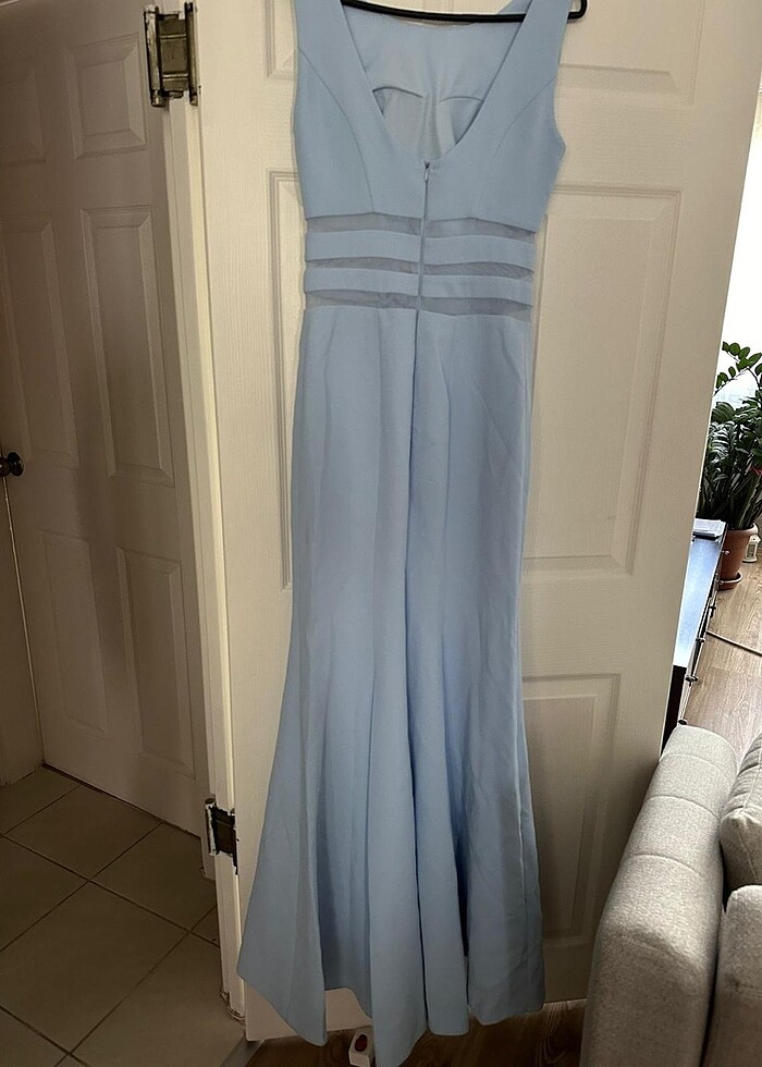mavi uzun elbise abiye - Görsel 2