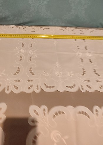 İşlemeli Beyaz Masa Örtüsü Takımı - Görsel 4