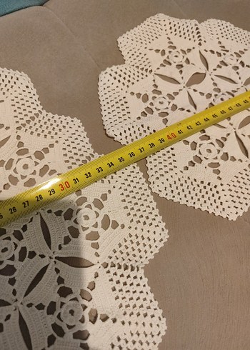 beyaz İşlemeli Örgü Masa Örtüleri Seti - Görsel 3