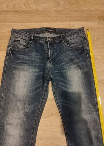 Gri Kadın Kot Pantolon - Kemerli, Midi Boy - Görsel 2